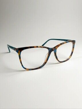 Marchon NYC M-5015 Tortoise Teal Square Glasses Frame 53-15-140